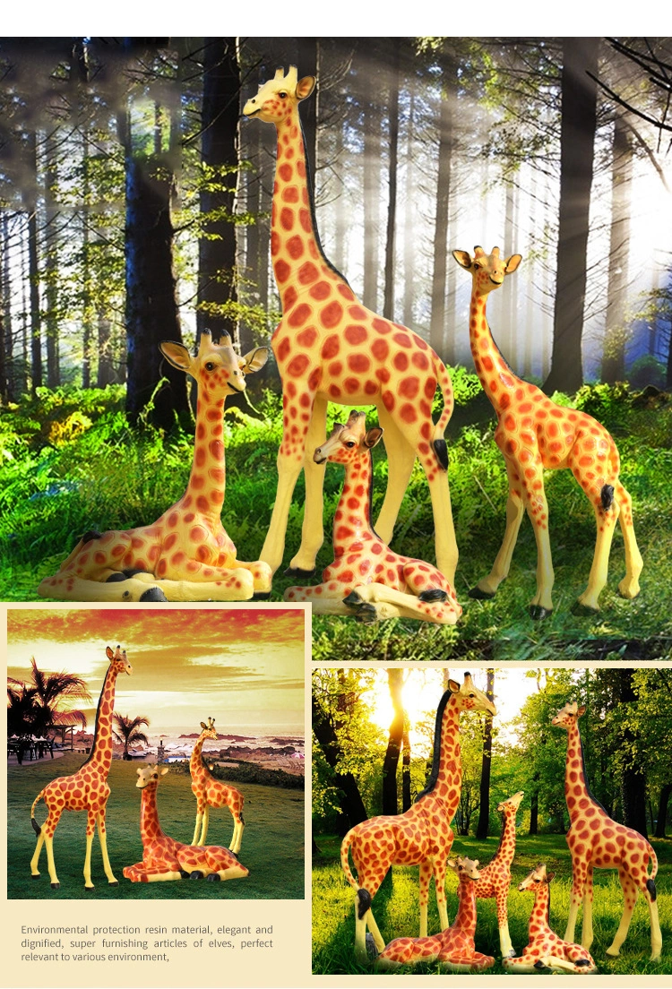 Amusement Park Decoration Life Size Fibre Glass Safari Animal Elephant Giraffe Zebra Statue for Sale