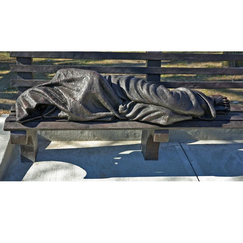 Outdoor Decoration Life Size Lost Wax Bronze The Homeless Jesus Christ Statue