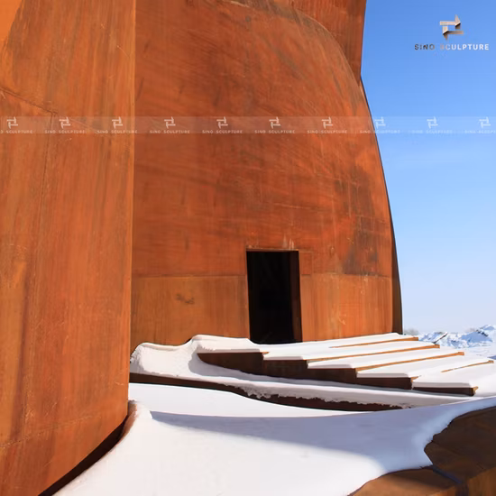 Grande sculpture en acier de Corten de rouille naturelle pour le bâtiment de musée